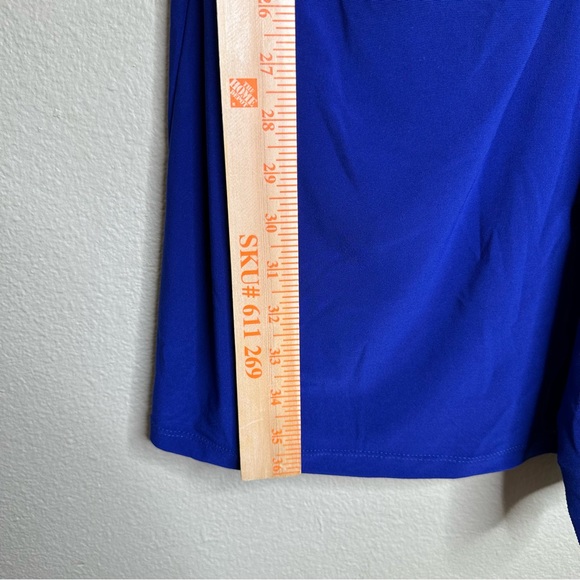 Lauren Ralph Lauren Dress Womens Size 2P Mock Wrap Capri Blue Cap Sleeve Stretch - Picture 9 of 12